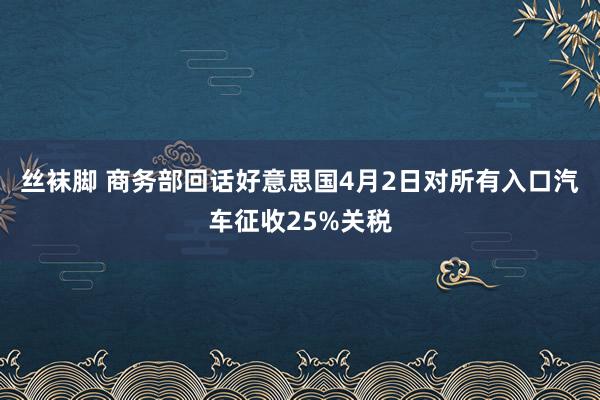 丝袜脚 商务部回话好意思国4月2日对所有入口汽车征收25%关税